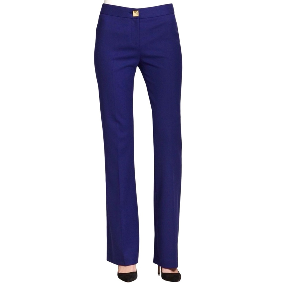 Kate Spade New York Ali Flare Blue Wool Blend Trousers Pants Quiet Luxury EUC